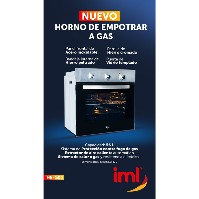 Horno Empotrable a Gas 56L 22" HE-G01 IML