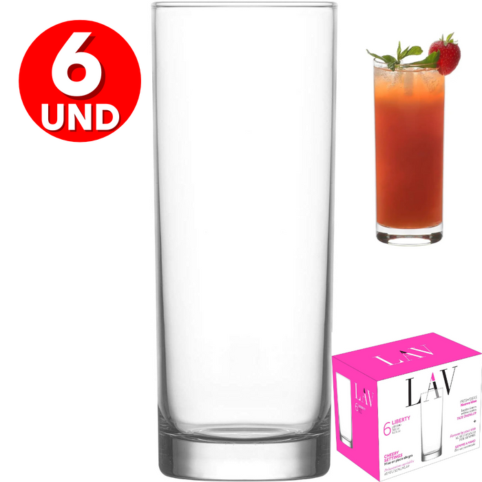 Set de 6 Vasos de Vidrio 360ml Liberty LAV LV-LBR340F