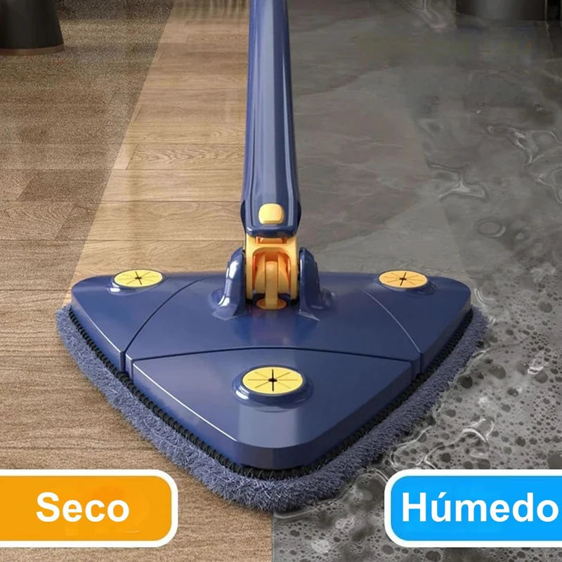 Trapeador Triangular Con Escurrido Automático Y Cabezal Giratorio 360°. Lampazo Con Mopa De Microfibra. Exprime Fácil. AB1319