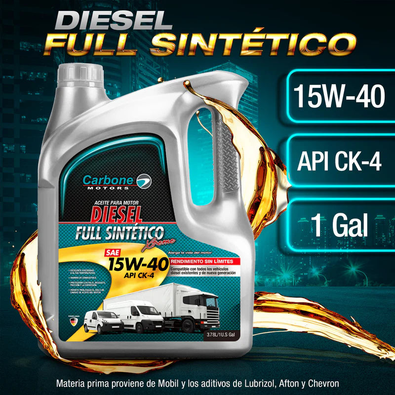 ACEITE DE MOTOR 15W-40 SAE API CK-4 FULL SINTETICO PARA MOTORES DIESEL ( 1 GALON ) CAR-X108