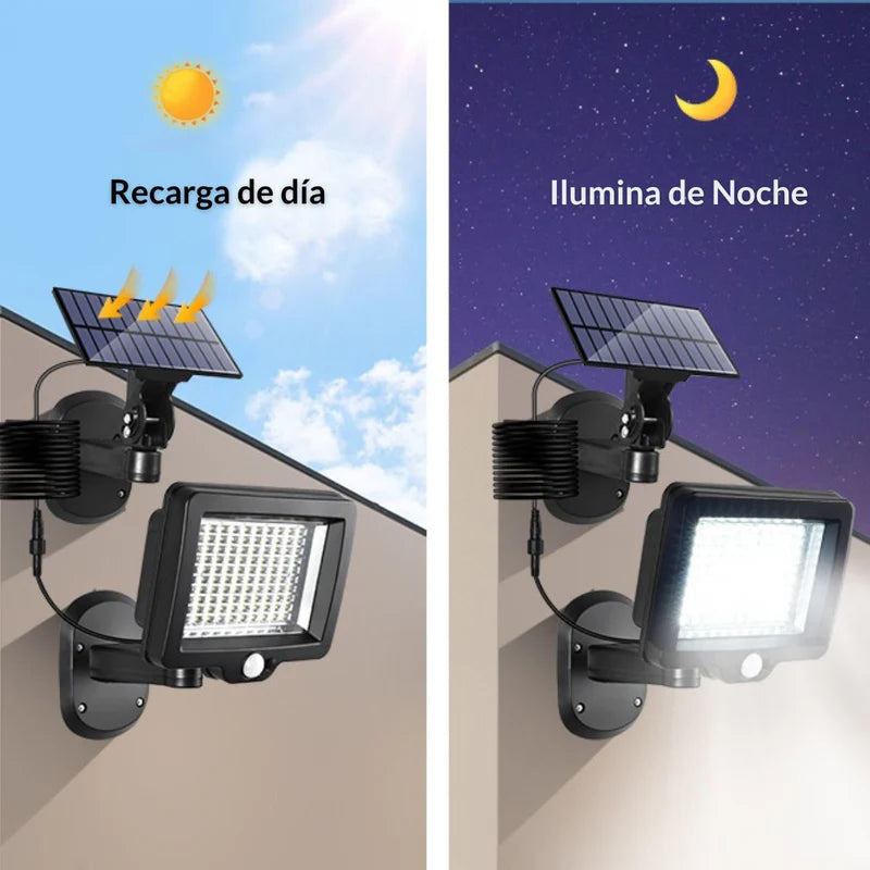 Lámpara Reflector Solar Exterior LED 5.5V Con Sensor De Movimiento Panel Separado Ajustable Impermeable. Luz De Seguridad Jardín Patio Control Remoto Y Autonomía 12H LT806