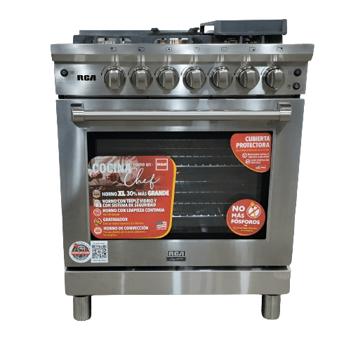 Estufa con Horno XL 30" de 5 Quemadores a Gas Estilo Comercial Acero Inoxidable RCA RCCC840
