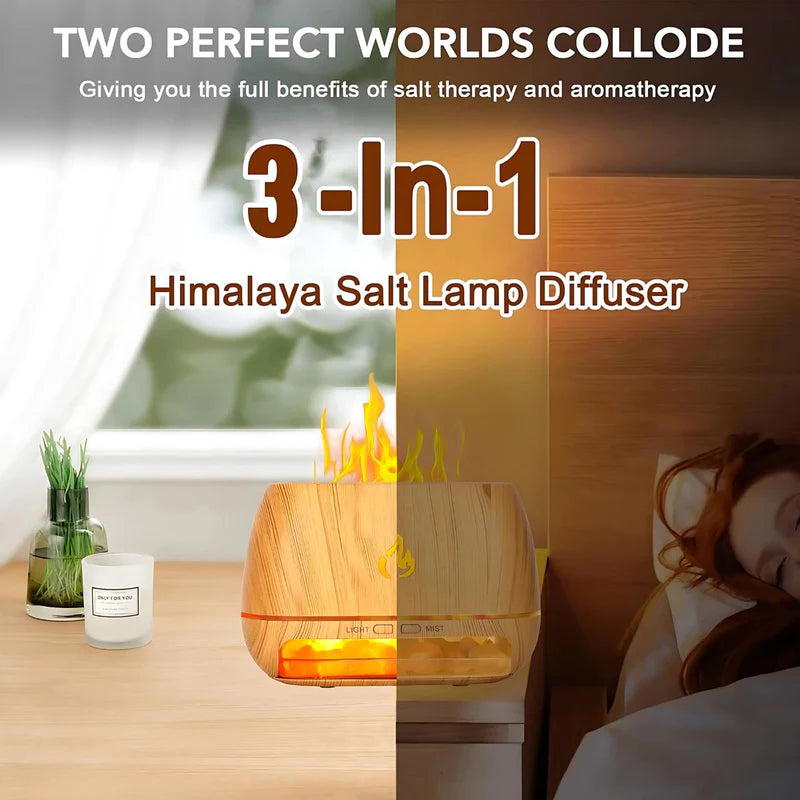 Difusor Aromas De Aceites Esenciales Con Lámpara De Sal Himalaya. Humidificador Aromático. AB1108