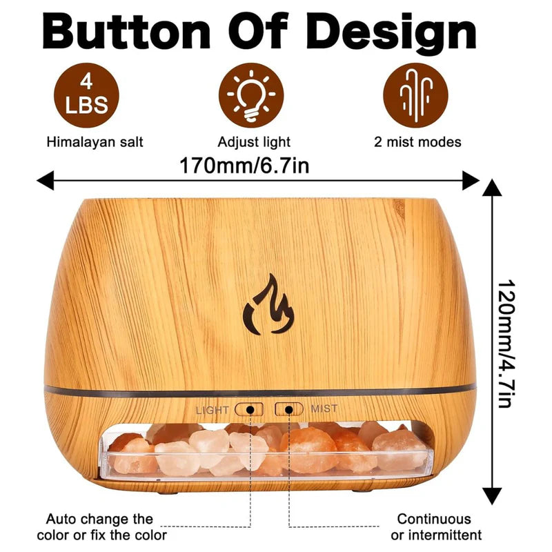 Difusor Aromas De Aceites Esenciales Con Lámpara De Sal Himalaya. Humidificador Aromático. AB1108