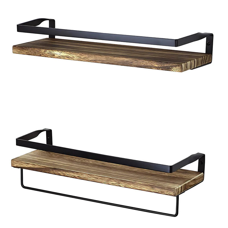 Repisas De Pared. Estanterías Flotantes (Set De 2 Piezas). Tablillas Color Madera. Para Baño O Cocina AB413