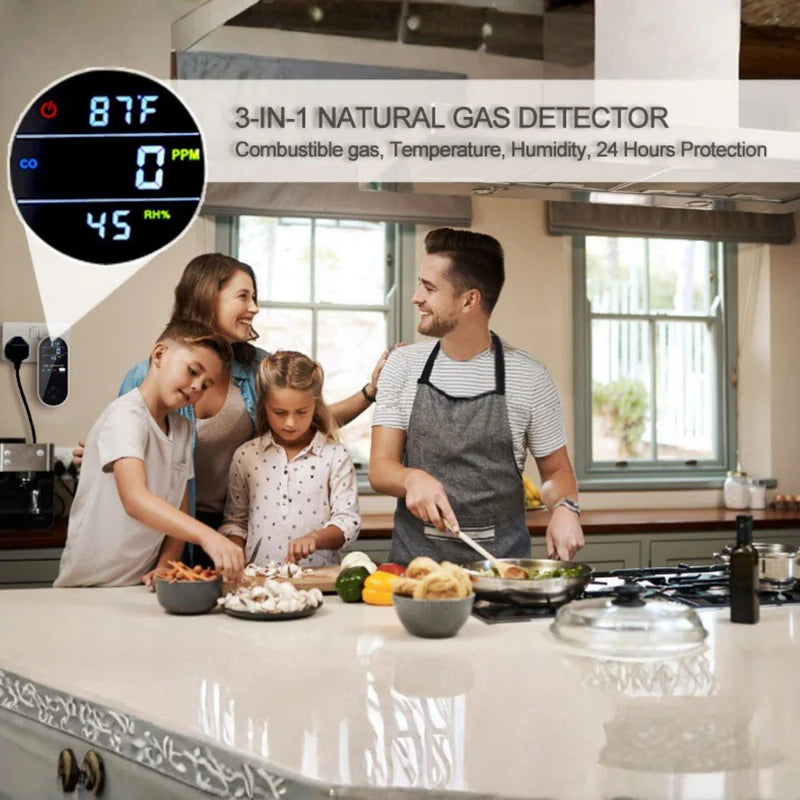 Detector De Fugas De Gas 3 En 1, Pantalla De Gas, Temperatura Y Humedad. BAM387