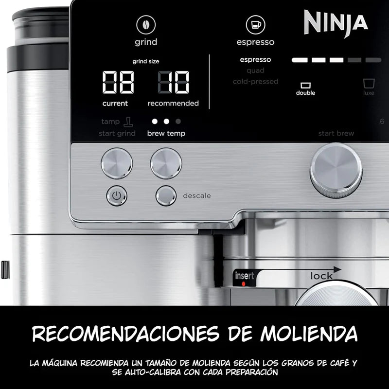 Máquina De Expresso Ninja Luxe Café Premier. Cafetera ES601 Con Moledor De Café Integrado.