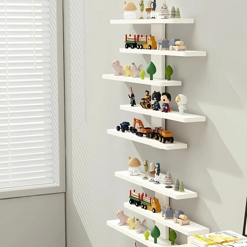 Repisa De Pared De 5 Niveles. Estante Flotante Adhesivo. Tablillas Blancas De 7.2Cm De Profundidad. TU027