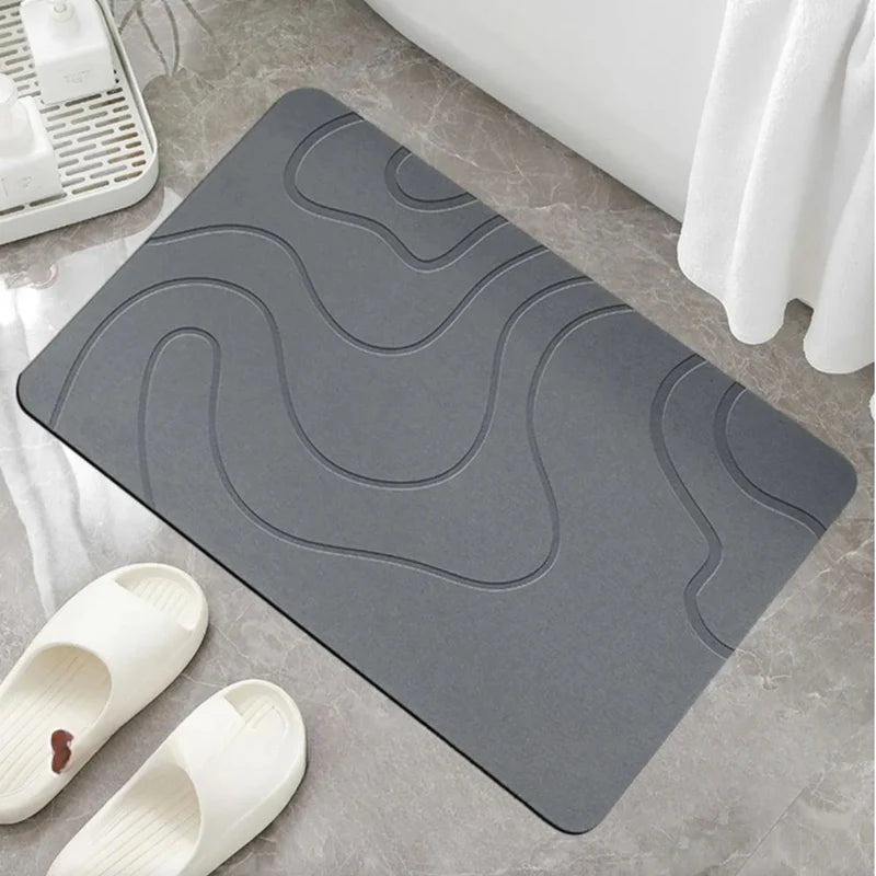 Alfombra De Baño De Diatomeas Super Absorbente Antideslizante. Tapete Baño De Secado Rápido. Color Gris 60X39cm. TU030