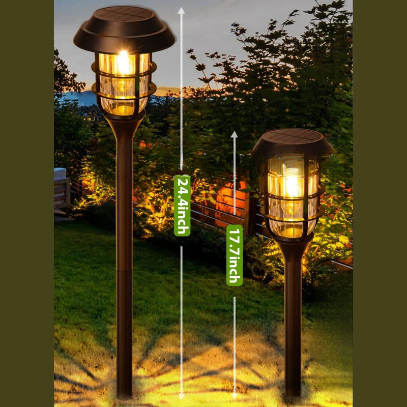 Lampara Solar Para Césped Tipo Estaca LED. (Pack De 8) Lampara Negra Con Panel Solar Integrado. Para Jardín. (Luz Cálida). Foco TU058