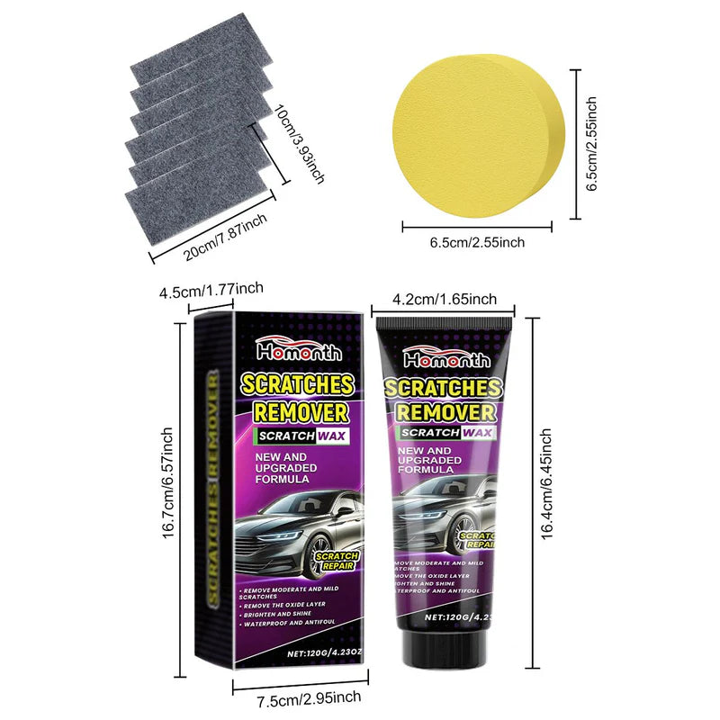 Removedor De Rayones Para Autos 120G Con Paños Y Esponja. Pasta Para Pulir Y Eliminar Rayones De Carros. TU090