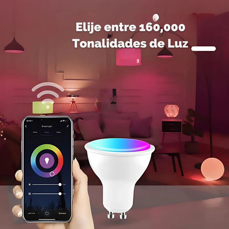 Foco LED Inteligente GU10 RGB Con App Y Control Remoto 5W. Bombilla Regulable Con Wifi+Bluetooth Compatible Con Alexa Y Google Assistant. Bombillos TU173