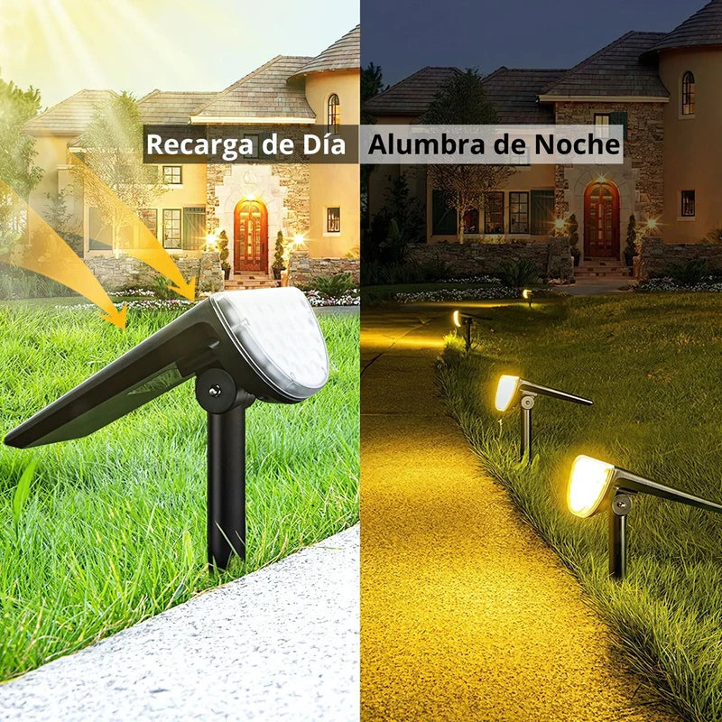 Foco Solar LED Exterior Resistente Al Agua Con Cabezal Ajustable. Lámpara Para Jardín Luz Cálida Autorecargable. (Hasta 10 Horas) TU180