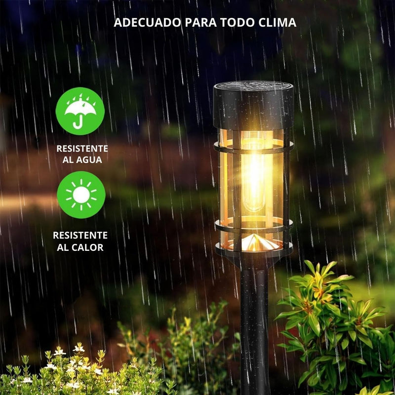 Lámpara Estaca Solar LED Para Jardín. Reflector Exterior Con Panel Solar Integrado. 54.6 Cm Alto. Batería Recargable De 900 Mah. TU196