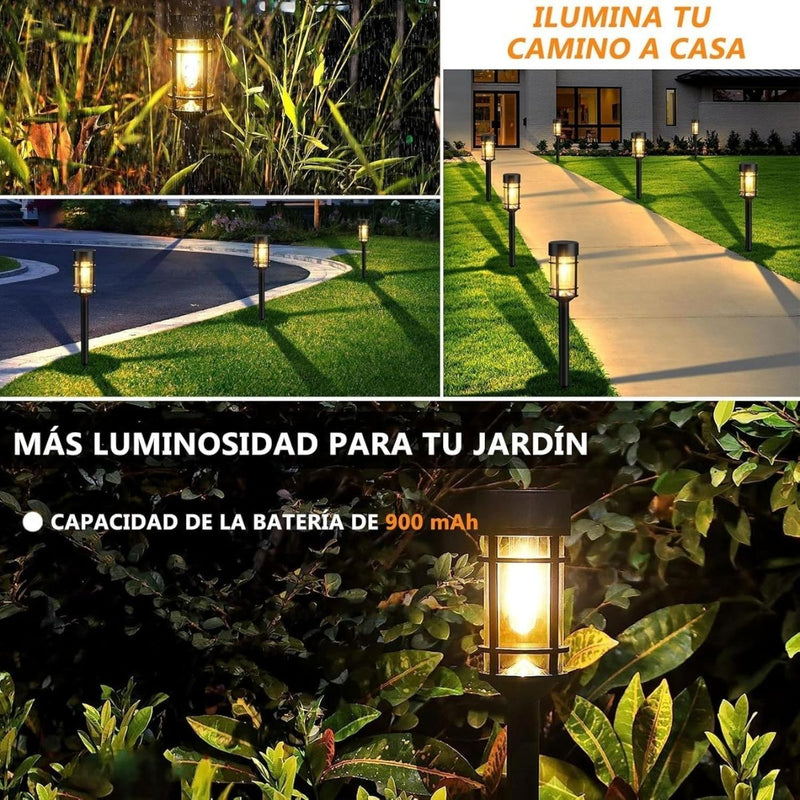 Lámpara Estaca Solar LED Para Jardín. Reflector Exterior Con Panel Solar Integrado. 54.6 Cm Alto. Batería Recargable De 900 Mah. TU196