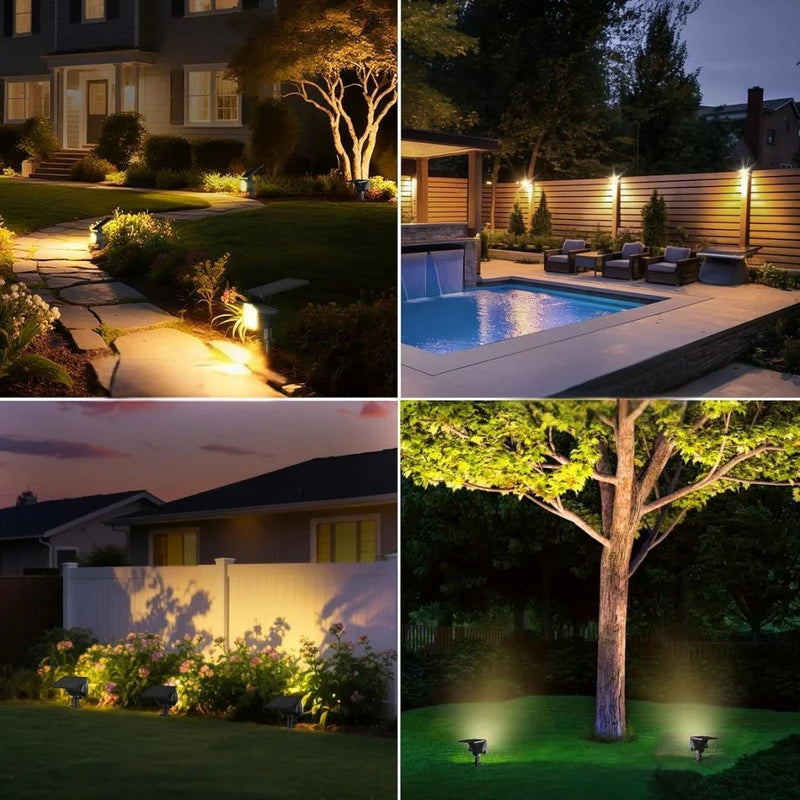 Lampara Solar LED Para Césped Tipo Estaca. (12 Unds) Foco Con Panel Solar Integrado Para Jardín IP67 Resiste Al Agua. (Luz Cálida). 3W. 3.7V. TU449