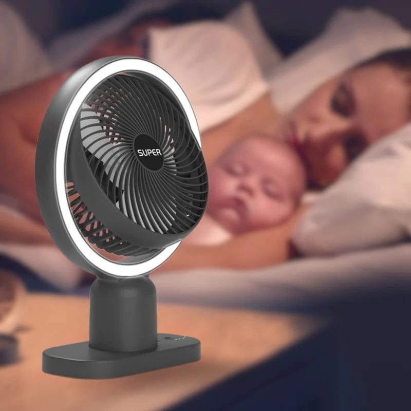 Abanico Ventilador 5.5V De Escritorio Con Luz Lampara Nocturna De Bateria USB-C 1000Mah TU547