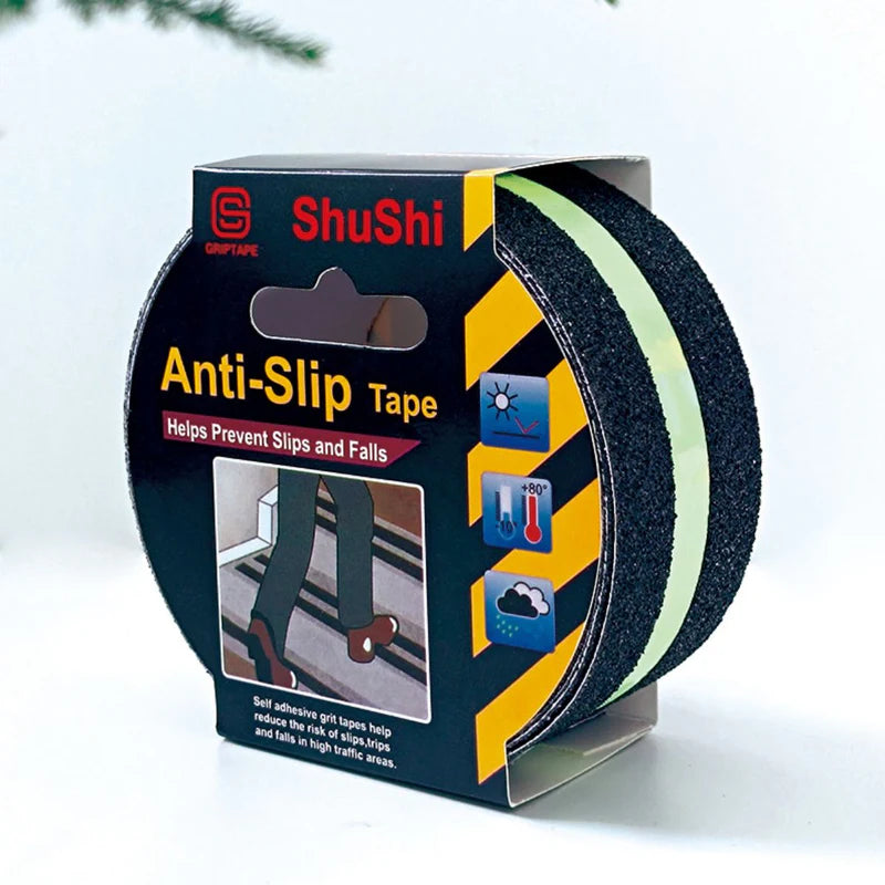 Cinta Antideslizante Fluorescente Luminosa (5 Metros). Cinta De Seguridad Adhesiva Para Escaleras Y Pisos Con Brillo. Tape De 2". TU596