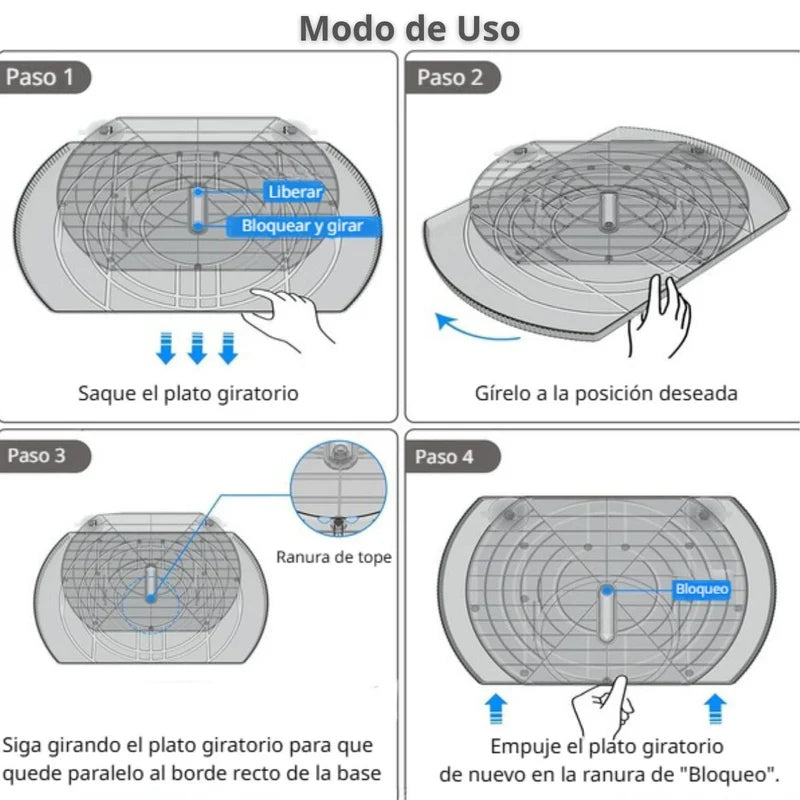 Bandeja Giratoria Deslizable Organizador De Refrigerador De 16.5X11.1”X1.4” (41.9X 28.2X3.6 Cm) De PET. Lazy Suzan Para Cocina Y Comedor. TU759