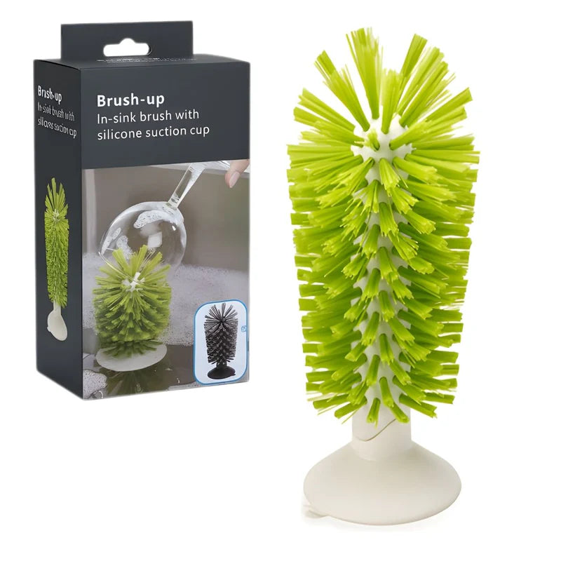 Cepillo Con Ventosa Para Fregar Vasos Y Copas. Limpiador De Utensilios Con Chupón De 6.5X2.8” (16.5X7 Cm)  TU780