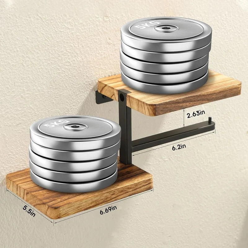Portarrollos De Papel Higiénico De Madera Con Hierro. Soporte De Papel Sanitario Con Repisa. Porta Papel. TU788