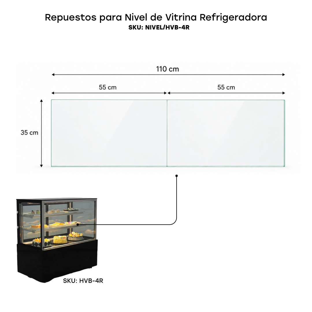 Repuestos para Vitrina Refrigeradora Negro para Dulce 120cm/150cm/180cm HVB-4R HVB-5R HVB-6R Pasteles. Pastel.