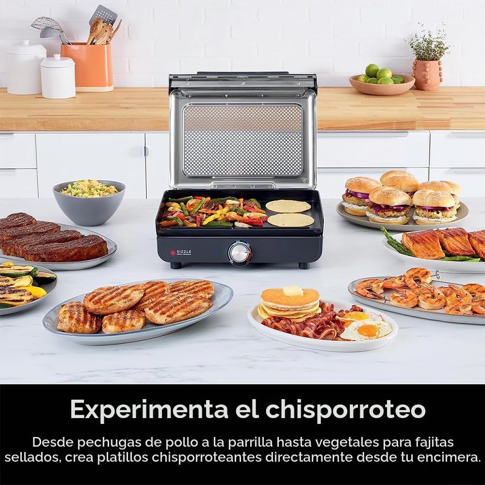(LLEGANDO 1 DE SEPT) Parrilla Eléctrica Ninja Sizzle 2 en 1 Grill & Griddle 1450W – GR101