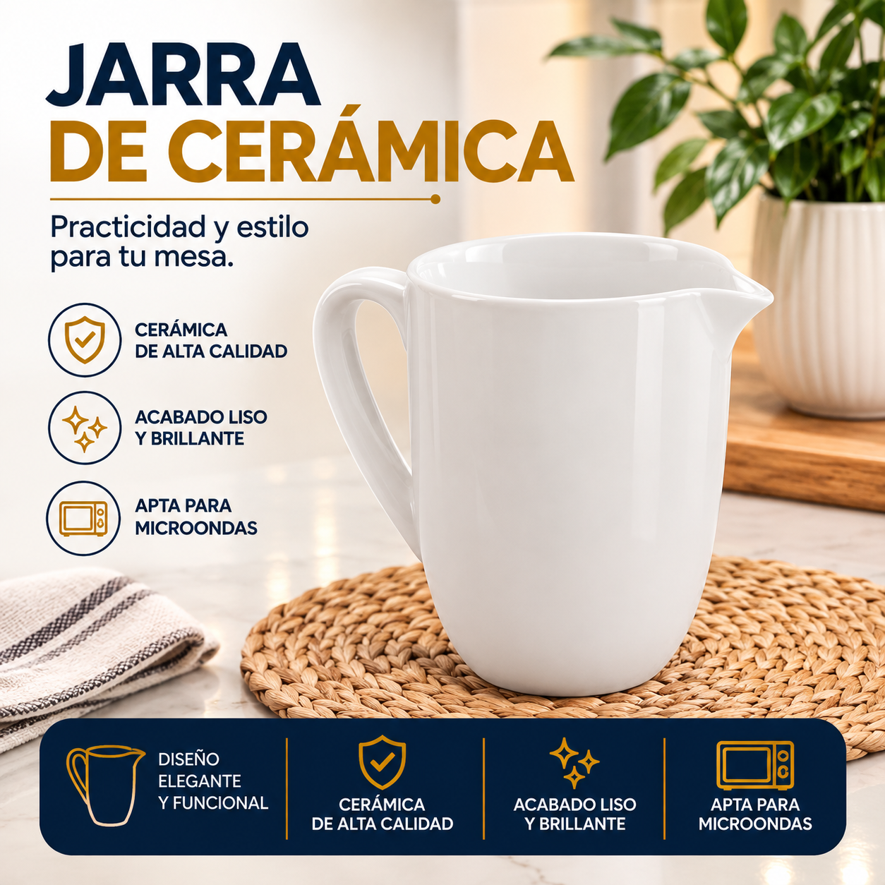 Jarra de Cerámica Blanca – 705-02656