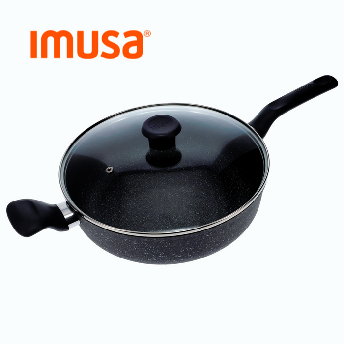 Sartén de Aluminio Fundido con Tapa de Vidrio 28cm Gusto Imusa 8119300