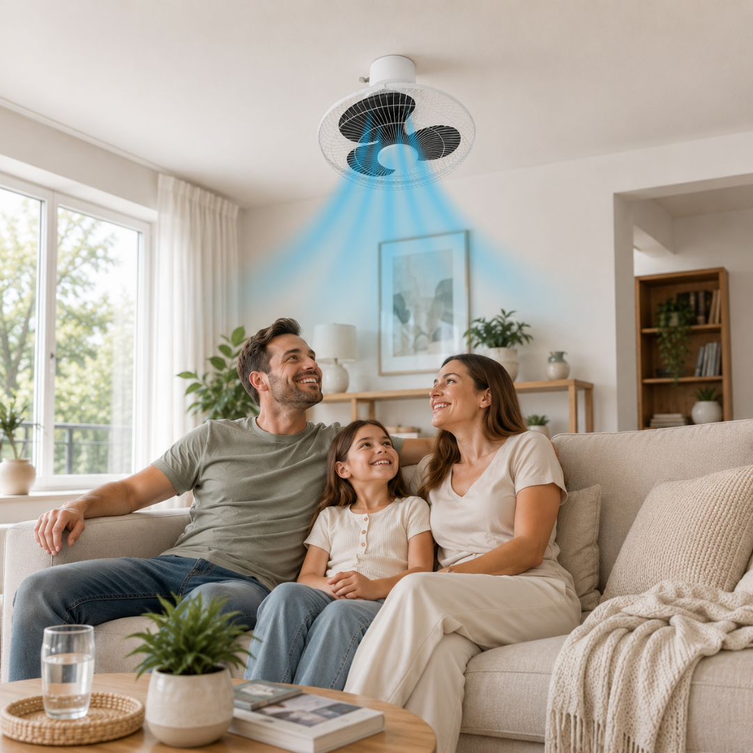 Ventilador Abanico de Techo 16" con Control Remoto Blanco y Gris | HS-FD-A-GREY