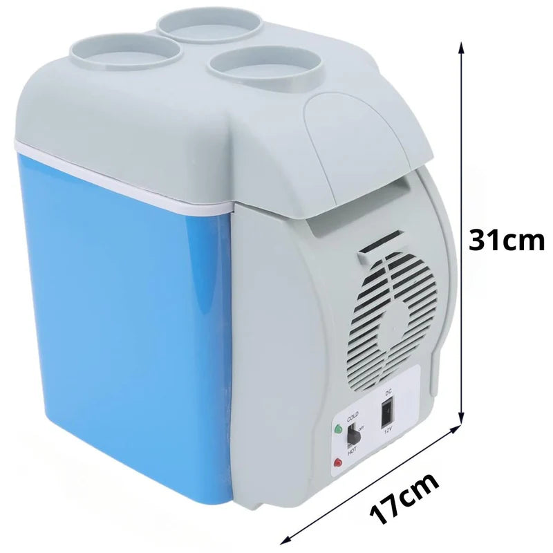 Mini Nevera Cooler Portátil 7.5L Para Auto. Hielera Para Carro12v. Función Frío 15°C Y Calor 60°C. Hielera Pequeña Color Azul. 31X17x31 Cm. AB1427
