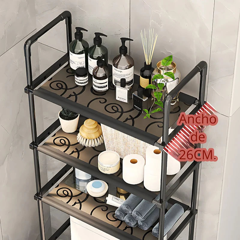 Estante Organizador Para Baño Sobre Inodoro De 3 Niveles. Mueble Repisa Para Almacenamiento. Color Negro. 149X45.3X26cm  AB1436