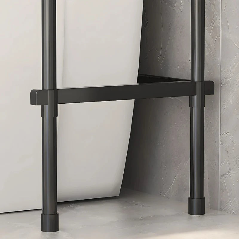 Estante Organizador Para Baño Sobre Inodoro De 3 Niveles. Mueble Repisa Para Almacenamiento. Color Negro. 149X45.3X26cm  AB1436