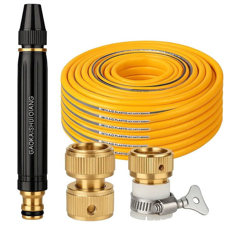 Manguera Con Boquilla Pulverizadora De Alta Presión (10 Metros). Pistola De Riego Ajustable. Incluye Conectores. TU294