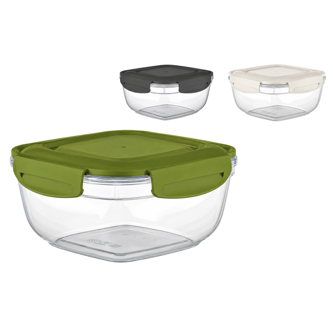 (LLEGANDO 7 DE AGOSTO) Recipiente Envase Hermético Cuadrado de Plástico 500 ml | Contenedor para Alimentos con Tapa de Cierre Seguro | 12 × 6 cm | 30202