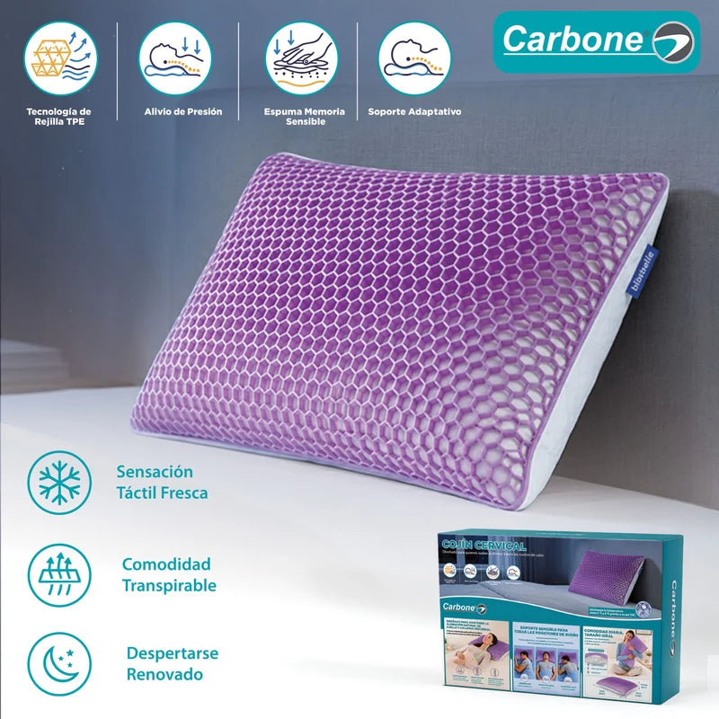 Cojín Almohada Cervical De Memory Foam Triturado Con Gel TPE Fresco Baja De 2 A 3 °C Y Transpirable (37X 63Cm). UN-C002