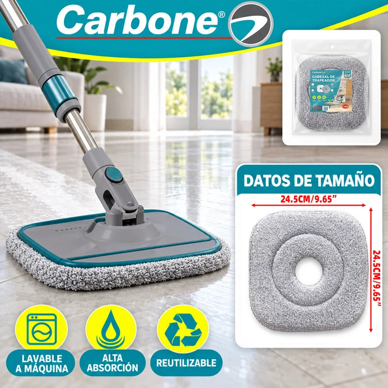 Repuesto Cabezal De Trapeador. Compatible Con Trapeador Giratorio 360° Spin Mop (UN-C016). Mopa Lavable Y Reutilizable. UN-C017