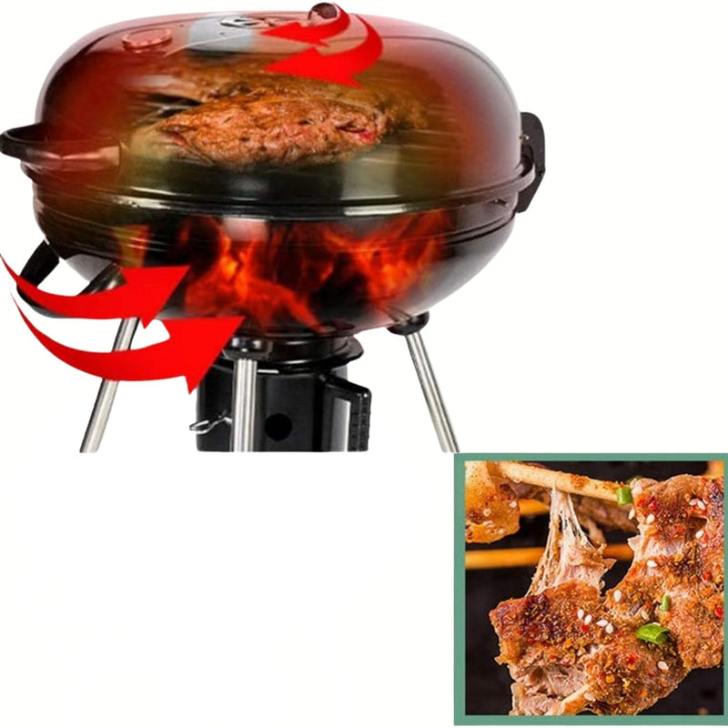 Parrilla De Carbón Redonda 22" 56X88 Cm Estilo Barbacoa Portátil De Hierro Con Termómetro Y Estante. Asador A Carbón  UN-A037