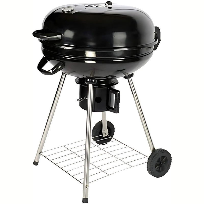 Parrilla De Carbón Redonda 22" 56X88 Cm Estilo Barbacoa Portátil De Hierro Con Termómetro Y Estante. Asador A Carbón  UN-A037