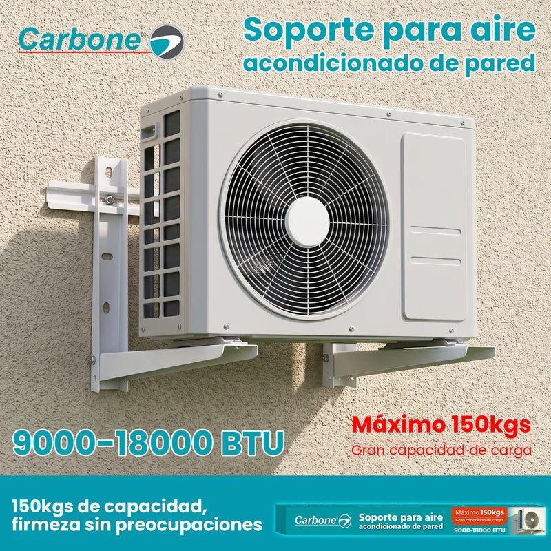 Soporte Bracket Para Aire Acondicionado 80X40x50cm De Hierro Compatible 12000–18000 BTU Y Espesor 1.8 Mm. Incluye Accesorios Y Almohadillas Antivibración. Color Blanco. AN95
