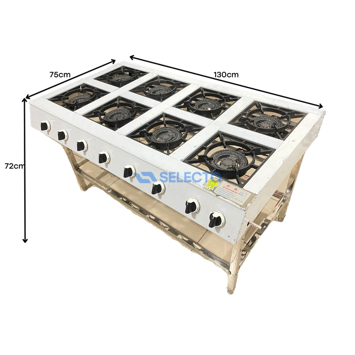 Estufa con Patas de Acero Inoxidable de 8 Quemadores de Hierro Colado