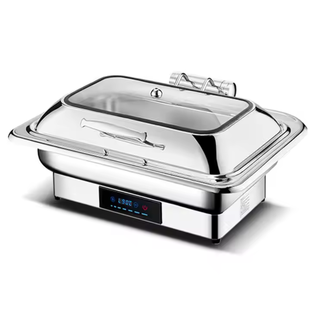 Chafing Dish Hotelero Eléctrico Rectangular de Acero Inoxidable 9 Litros 600W 430804