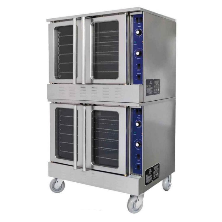 Horno Industrial Doble de Convección a Gas 108,000 BTU 10 Bandejas 70x50cm 2 Nivel 110V – HSD-102G