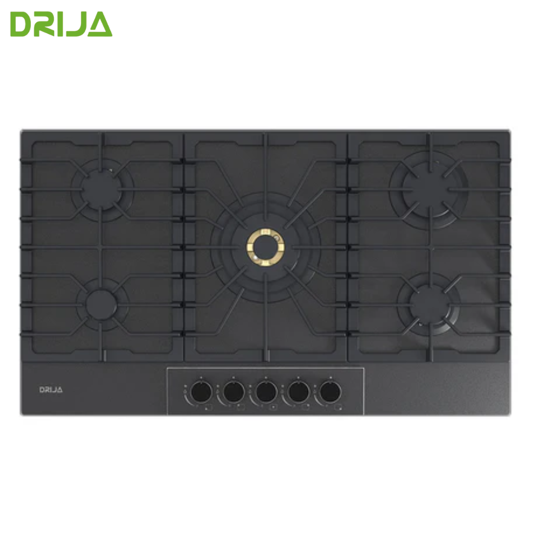 Estufa Empotrable de 5 Quemadores a Gas Vidrio Templado Italia 90 36" Drija