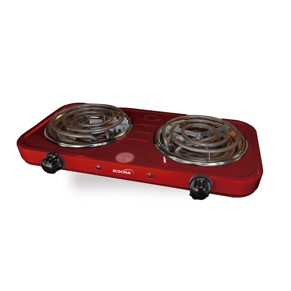 Estufa Eléctrica Ecocina de Mesa con 2 Quemadores en Espiral, Doble Hornilla Portátil Color Rojo C-E2R