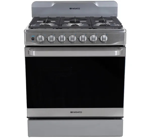 Estufa con Horno de 30" de Acero Inoxidable de 6 Quemadores a Gas Twist con Tecnología Air Fryer Nisato NE-7763RAFDM