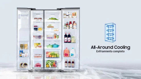 Refrigeradora Side by Side 22p3 con Dispensador de Agua e Hielo Silver all Around Cooling Inverter Samsung RS22T5200S9/AP Samsung