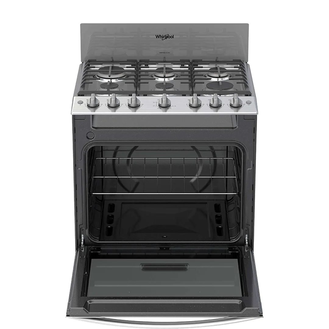 Estufa con Horno a Gas Whirlpool LWFR3400D de 30 Pulgadas con 6 Quemadores, Parrillas de Hierro Fundido y Horno EverClean