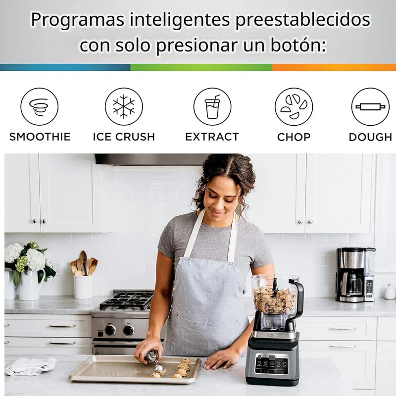 Licuadora 3 En 1 Professional Plus Kitchen System. Sistema De Cocina BN801 De 1400 W. 4 Velocidades Y 5 Programas Iq. Ninja NJS-04-BN801