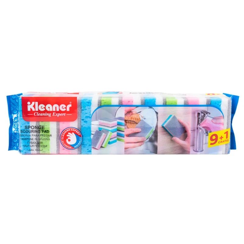 Esponjas Multiusos (9X5.3X3cm). Pack De 10 Unidades. Esponjas Para Fregar Con Fibra Abrasiva GSH003